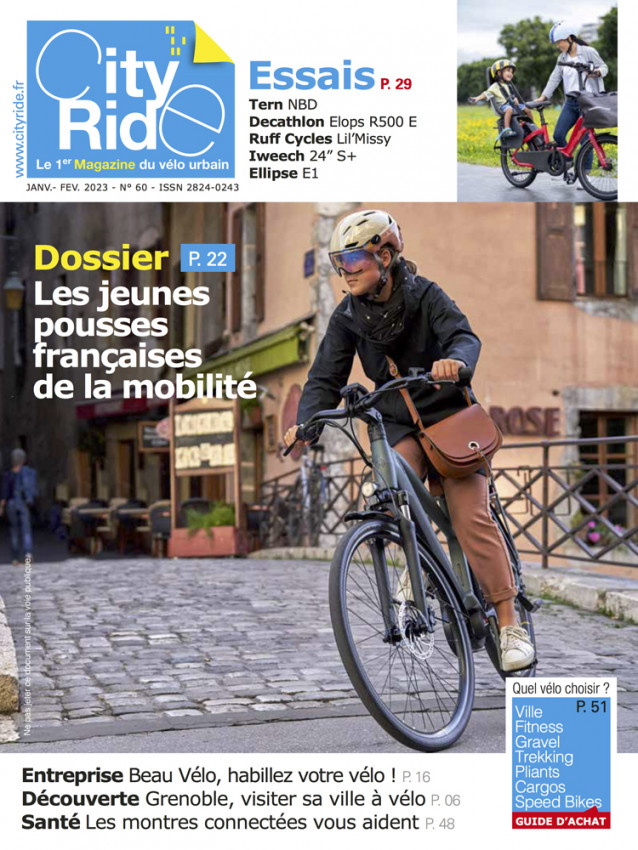 couverture du numéro 60 du magazine City Ride avec une jeune femme à vélo portant un casque Mavic Speedcity